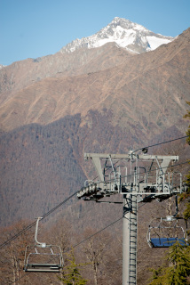 Ski lifts at Gazprom's Laura Ski Resort running meters from the protected Caucasus reserve. (Photo: Nils Bøhmer)