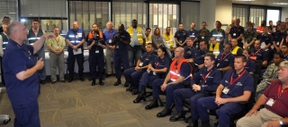 Coast Guard Admiral Thad Allen giving a briefing at Unified Command in New Orleans in June, 2010. (Photo: U.S. Coast Guard photo by Petty Officer Ayla Kelley)