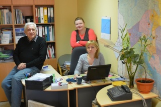 Bellona Murmansk's staff, Andrey Zolotkov, Anna Kireeva and Olga Molokova. (Photo: Courtesy of Thomas Nilsen/The Barents Observer)